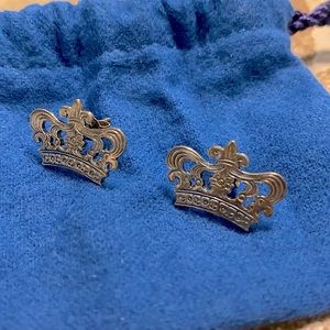 Sterling Silver Mignon Faget crown earrings